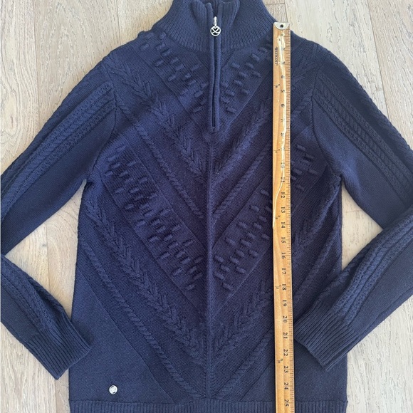 Daily Sports Womens Half Zip Knit Sweater Navy Blue Medium - Picture 2 of 5